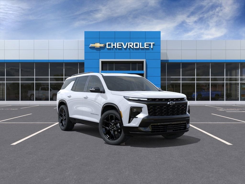 2026 Chevrolet Traverse RS in Polar White Tricoat — front three-quarter view